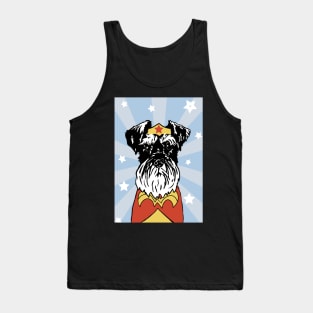 Super Hero Schnauzer Wonder Dog in Headband and Cape Tank Top